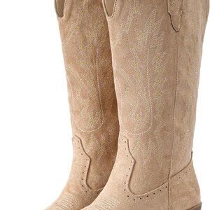 Brand New Suede Cowgirl Boots - 9 US Apricot
